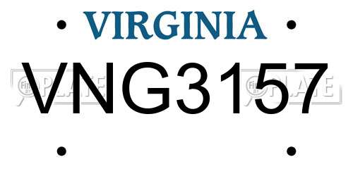 VNG3157 Virginia License Plate