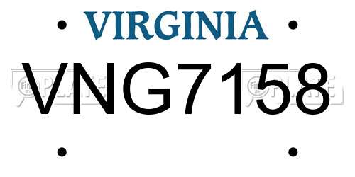 VNG7158 Virginia License Plate