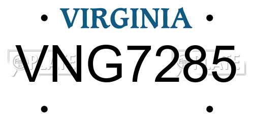 VNG7285 Virginia License Plate