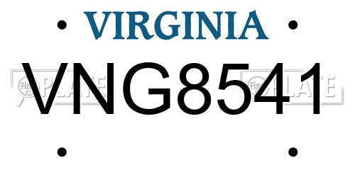VNG8541 Virginia License Plate