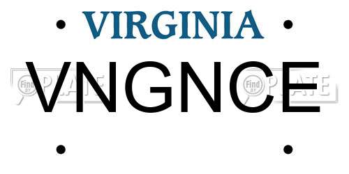 VNGNCE Virginia License Plate