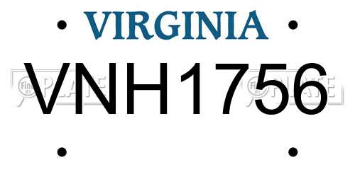 VNH1756 Virginia License Plate