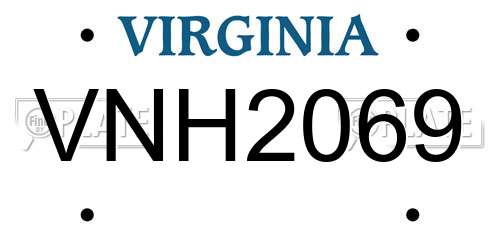 VNH2069 Virginia License Plate
