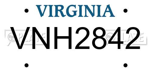 VNH2842 Virginia License Plate