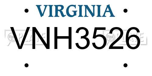 VNH3526 Virginia License Plate