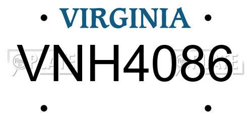 VNH4086 Virginia License Plate