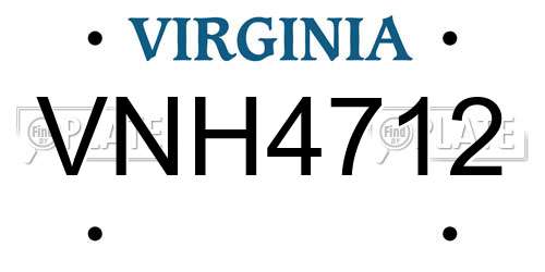 VNH4712 Virginia License Plate