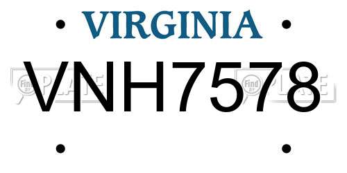 VNH7578 Virginia License Plate