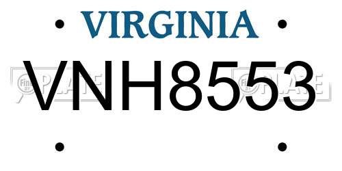 VNH8553 Virginia License Plate
