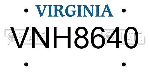VNH8640 Virginia License Plate