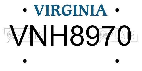 VNH8970 Virginia License Plate