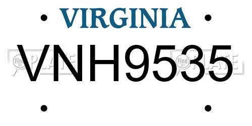 VNH9535 Virginia License Plate