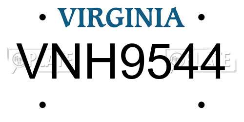 VNH9544 Virginia License Plate