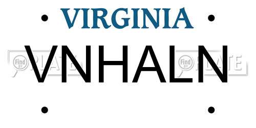 VNHALN Virginia License Plate