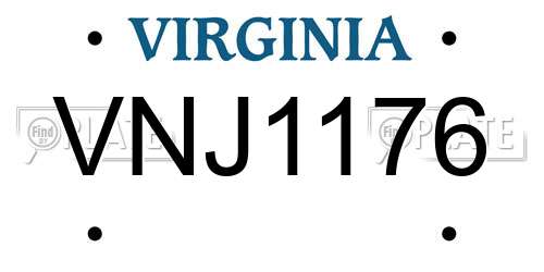 VNJ1176 Virginia License Plate