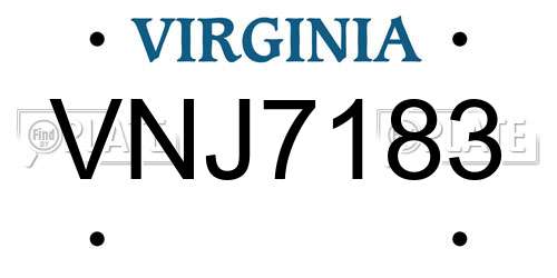 VNJ7183 Virginia License Plate