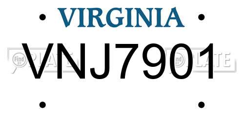 VNJ7901 Virginia License Plate