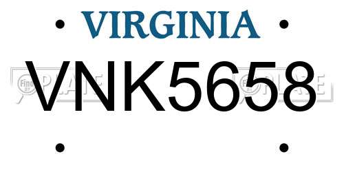 VNK5658 Virginia License Plate