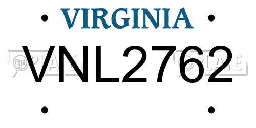 VNL2762 Virginia License Plate