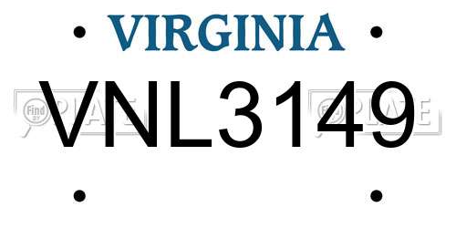VNL3149 Virginia License Plate