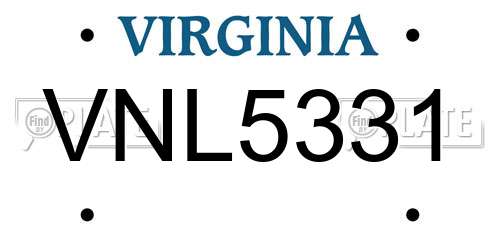VNL5331 Virginia License Plate