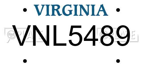 VNL5489 Virginia License Plate