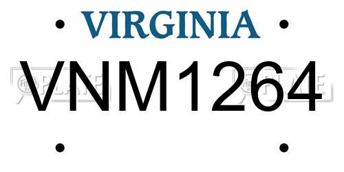 VNM1264 Virginia License Plate