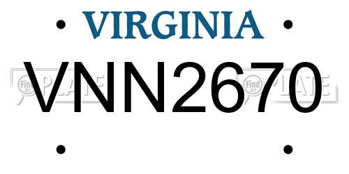 VNN2670 Virginia License Plate
