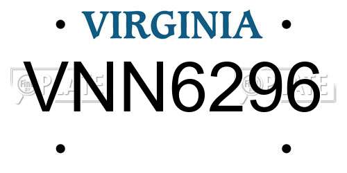 VNN6296 Virginia License Plate