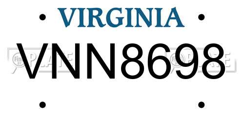 VNN8698 Virginia License Plate