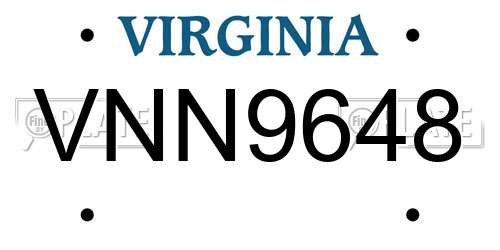 VNN9648 Virginia License Plate