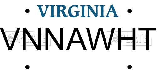 VNNAWHT Virginia License Plate