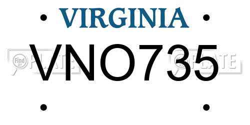 VNO735 Virginia License Plate