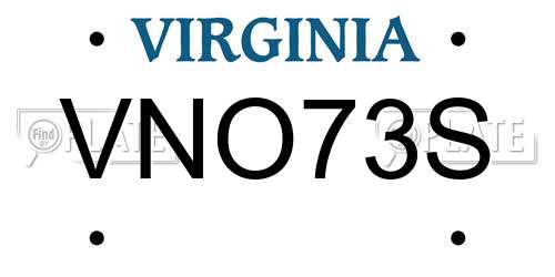 VNO73S Virginia License Plate