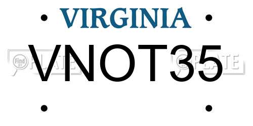 VNOT35 Virginia License Plate