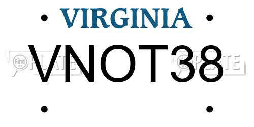 VNOT38 Virginia License Plate