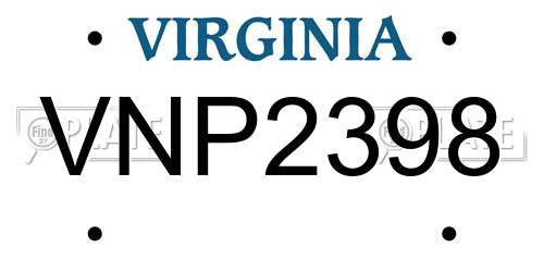 VNP2398 Virginia License Plate
