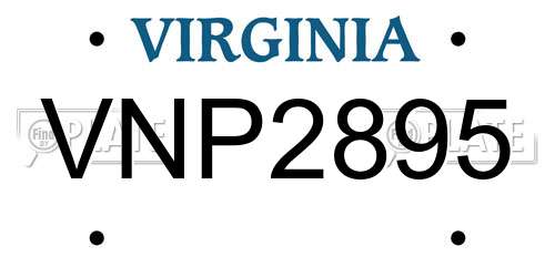 VNP2895 Virginia License Plate