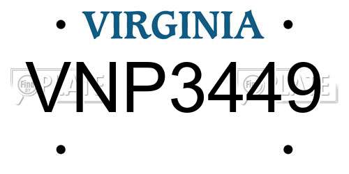 VNP3449 Virginia License Plate