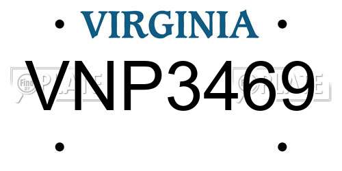 VNP3469 Virginia License Plate