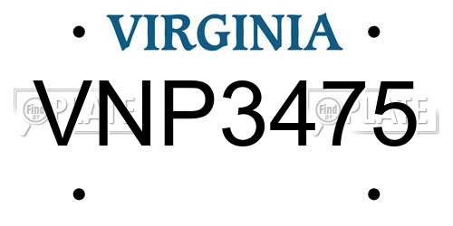 VNP3475 Virginia License Plate