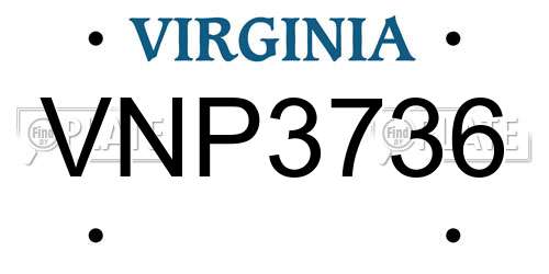 VNP3736 Virginia License Plate