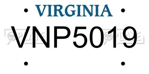 VNP5019 Virginia License Plate