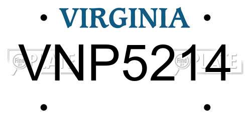 VNP5214 Virginia License Plate