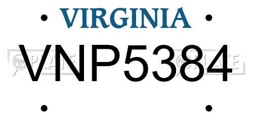 VNP5384 Virginia License Plate