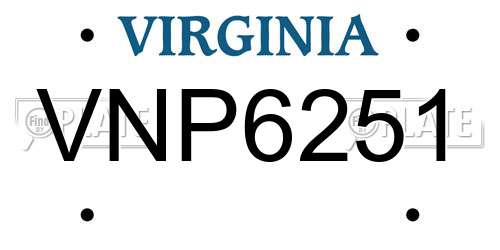 VNP6251 Virginia License Plate