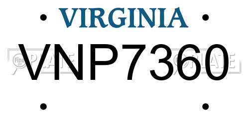 VNP7360 Virginia License Plate