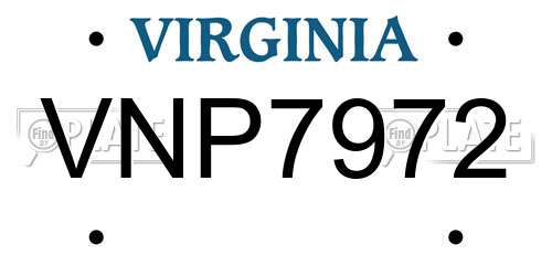 VNP7972 Virginia License Plate