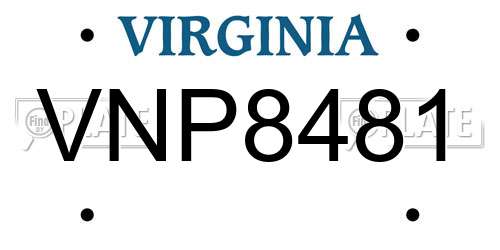 VNP8481 Virginia License Plate