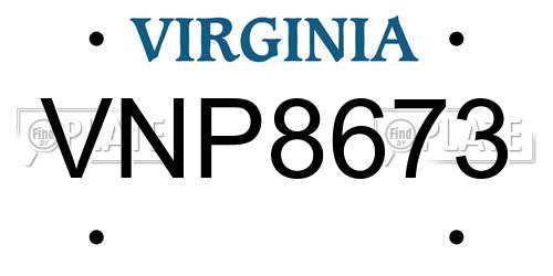 VNP8673 Virginia License Plate